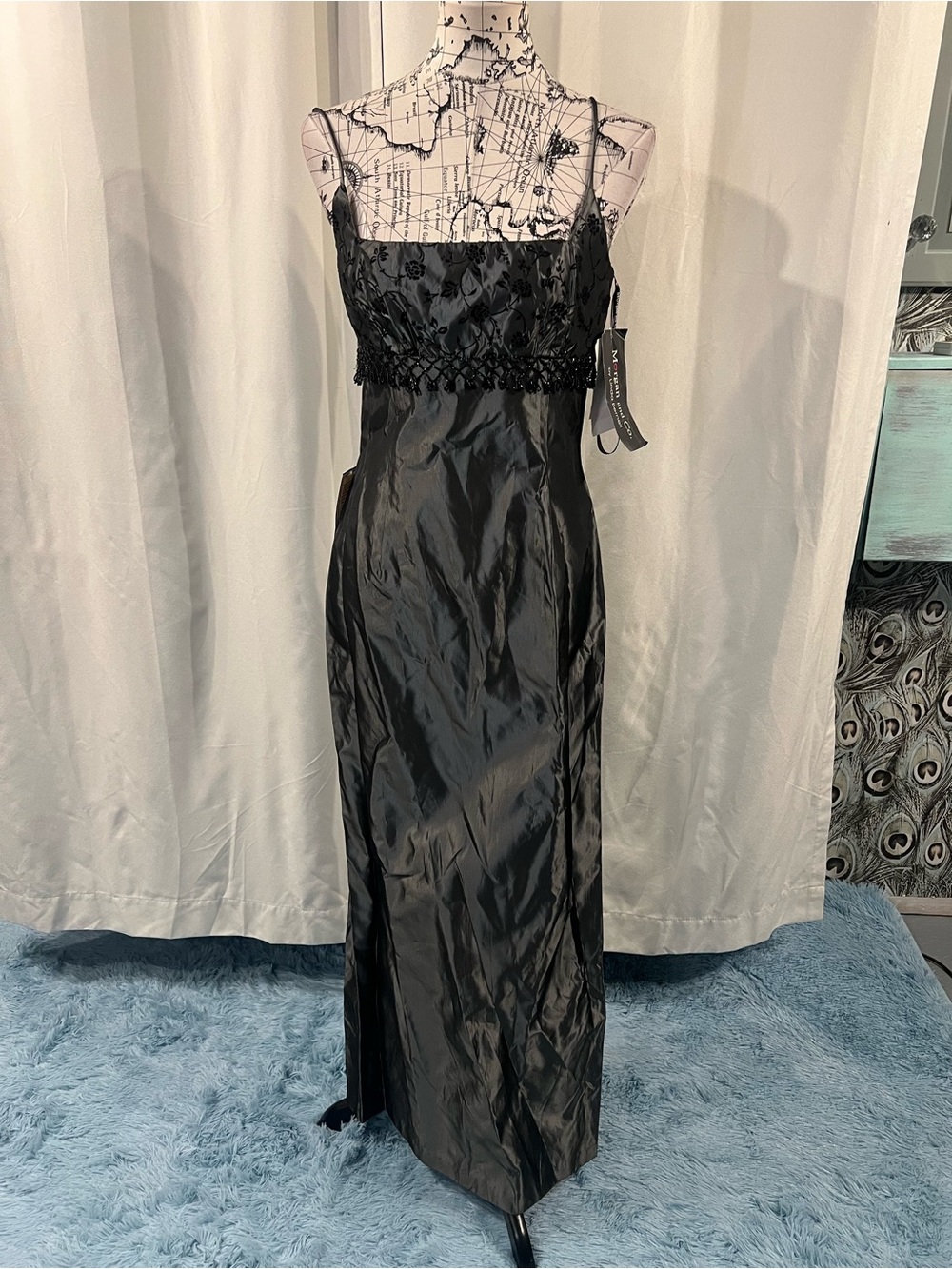 Vintage Morgan & Co. Black/Gray Maxi Gown